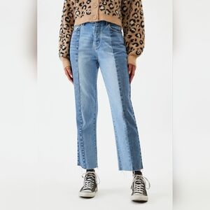 PacSun Two Tone Panel High Waisted Straight Leg Jeans Medium Indigo Size 26